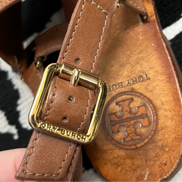 Tory Burch Regan Leather Thong Sandal Flat Size 10 - Picture 8 of 9
